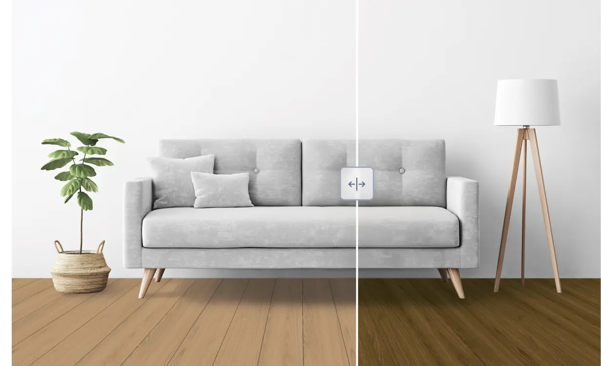 Flooring samples side by side shown in the visualizer